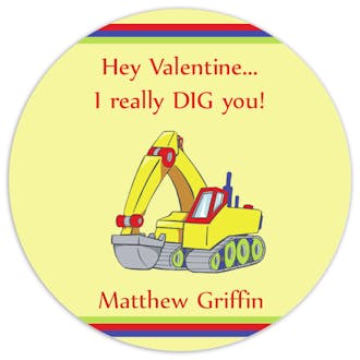 Valentine's Excavator Gift Sticker