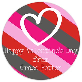 Valentine's Fun Stripes Heart Gift Sticker