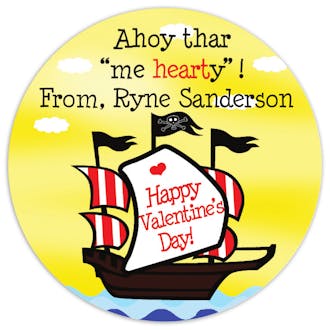 Valentine's Pirate Ship Gift Sticker