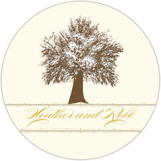 Oak Tree Circle Gift Sticker