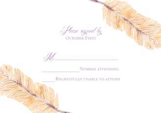 Watercolor Feathers Reply Card