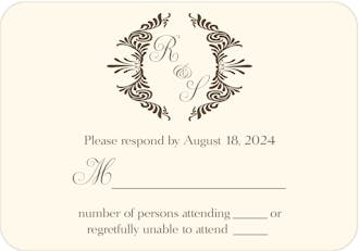 Brown initial information or reply card on IVORY 