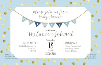 Blue with Gold Dots Baby Shower Invitation