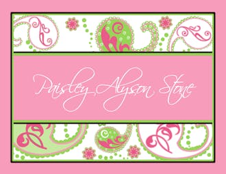 Pink Paisley Folded Notecard