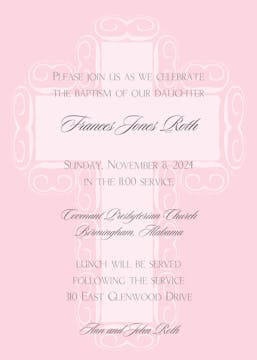 Pink Fancy Cross Background Invitation