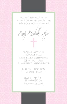 Pink and grey cross invitation