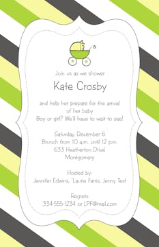 Cute Stripes and Carriage Baby Shower Invitation