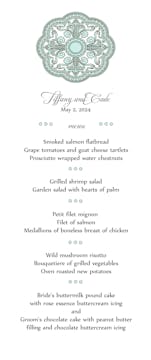 Seafoam blue medallion menu card