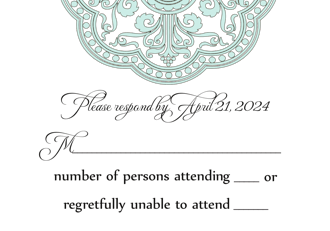 Seafoam blue medallion information or reply card 