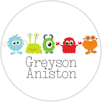 Cute Monster Round Water-Resistant Label