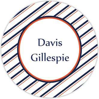 Navy and Orange Striped Circular Water-resistant Label