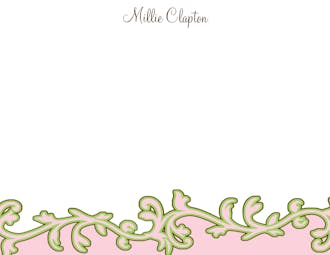 Green and Pink Vine Flat Notecard