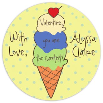 Valentine's Ice Cream Cone Gift Sticker