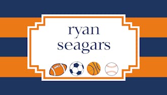 Sports Enclosure Card With Orange And Navy Stripes
