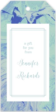 Shades Of Blue Marbled Hanging Gift Tag