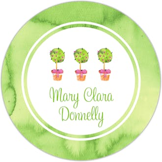 Watercolor Topiaries Circle Gift Sticker