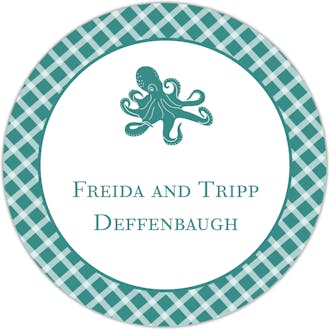 Octopus Checkered Circle Gift Sticker