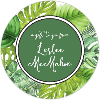 Tropical Leaves Circle Gift Sticker