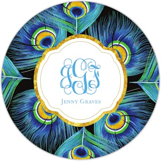 Peacock Feathers Circle Gift Sticker