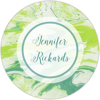 Shades Of Green Marbled Circle Gift Sticker