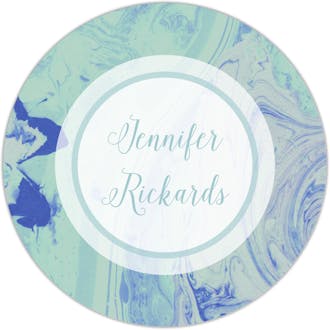 Shades Of Blue Marbled Circle Gift Sticker