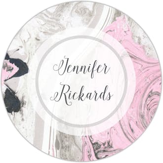 Pink And Gray Marbled Circle Gift Sticker
