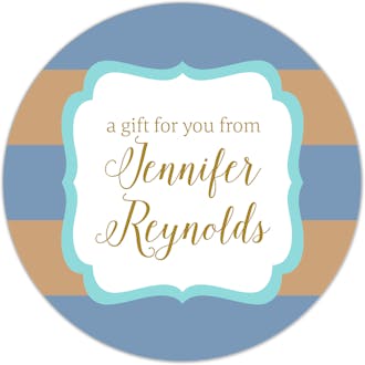 Blue & Taupe Stripes Circle Gift Sticker