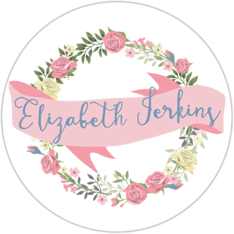 Floral Wreath And Banner Circle Gift Sticker