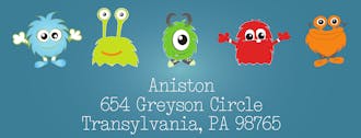 Cute Monsters Rectangle Return Address Sticker
