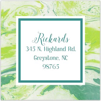 Shades Of Green Marbled Square Return Address Label