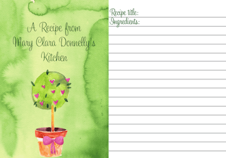 Watercolor Topiary Recipe Card