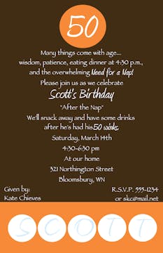 Birthday Dot - Brown & Orange Invitation
