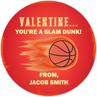 Slam Dunk Basketball Valentine Gift Sticker