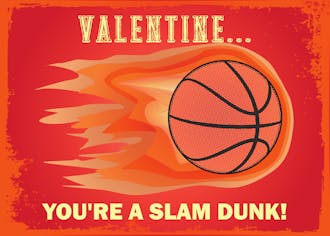 Slam Dunk Basketball Valentine Card