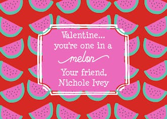 One in a Melon Valentine Card