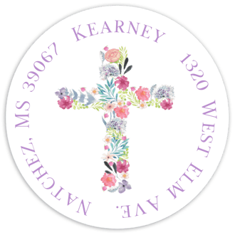 Floral Cross Return Address Sticker