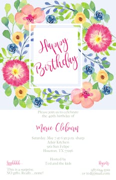 Happy Birthday Wreath Invitation