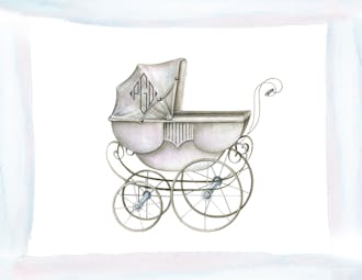 Watercolor Carriage-Boy Folded Note