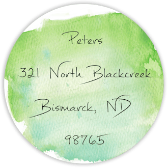 Green Watercolor Circle Return Address Label