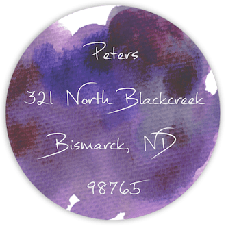 Purple Watercolor Circle Return Address Label