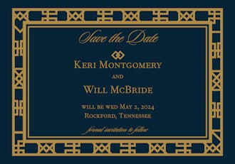 Navy Art Deco Save The Date Magnet
