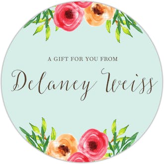 Watercolor Floral Circle Gift Sticker