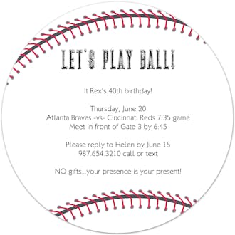 Baseball Round Invitation