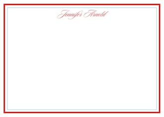 Simple Red and Seafoam Blue Bordered Flat Notecard