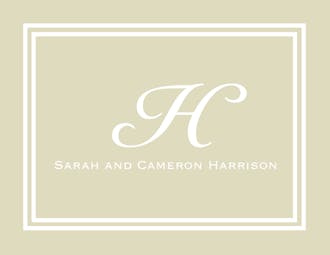Taupe and White Initial or Monogram Notecard