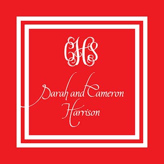 Red and White Initial or Monogram Gift Sticker