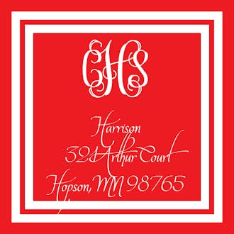 Red and White Initial or Monogram Return Address Label