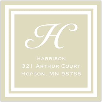 Taupe and White Initial or Monogram Return Address Label