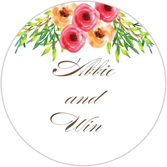 Watercolor Florals Circle Gift Sticker