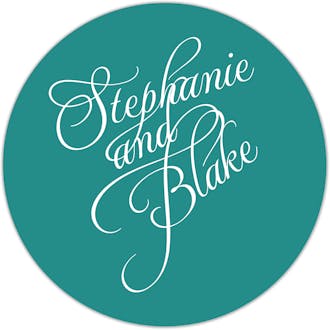 Teal Calligraphic Names Gift Sticker